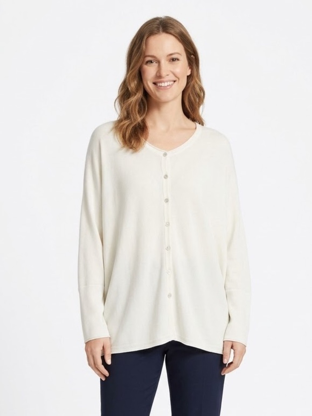 J Jill Pure Jill Cream Button-Front Sweater Cardigan Medium